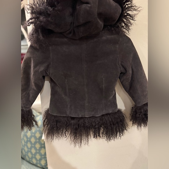 Lili Gaufrette Pig Suede & Tibetan Wool Brown Penny Lane Coat | Size 4Y | NWT - Picture 6 of 6